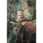 Cerf élaphe et la dame bleue